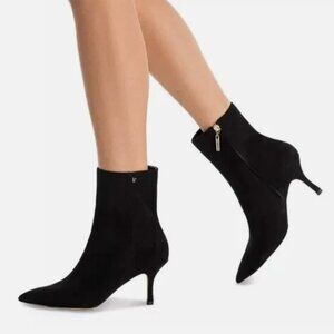 Larroude Mini Kate Point Toe Heeled Ankle Boot in Black Suede, 6.5 NWOB